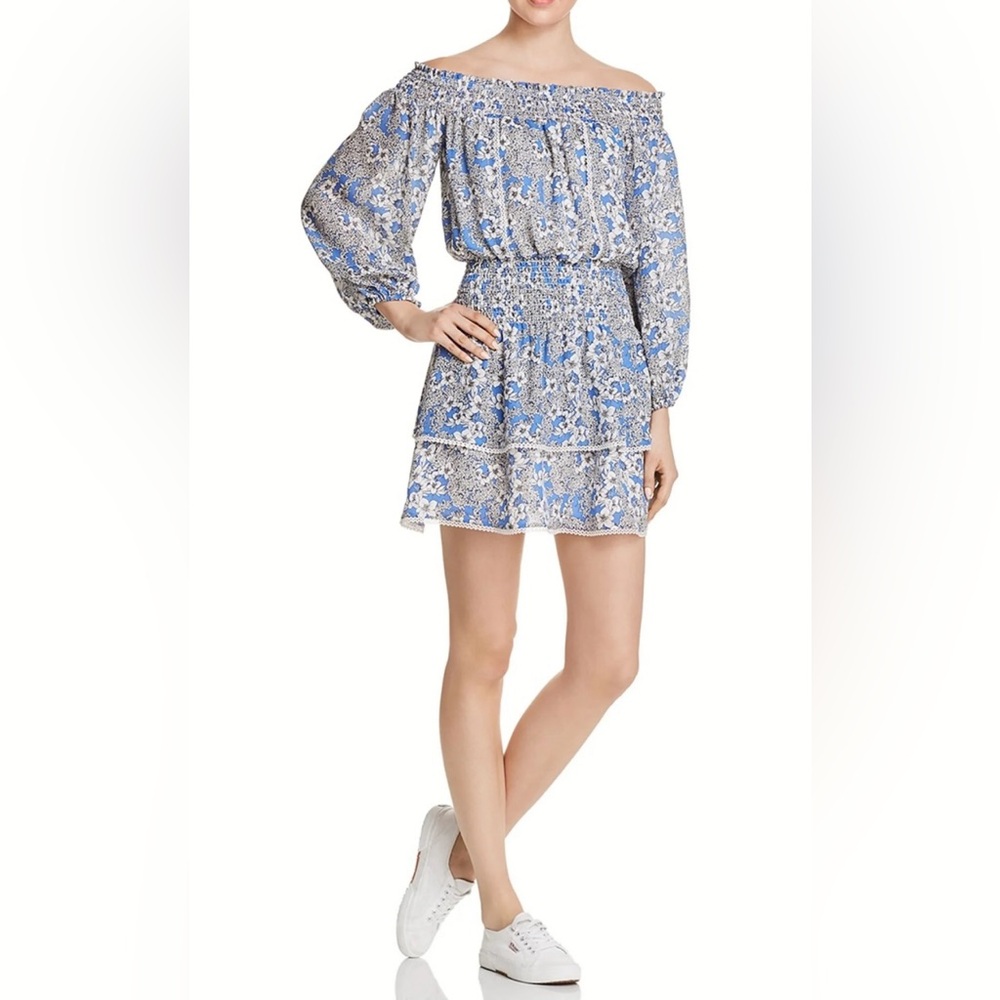 Parker Kara Blue Floral Off-Shoulder Dress